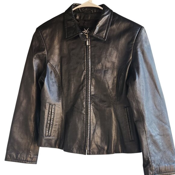 Maxima by Wilsons Women’s Black Genuine Leather Jacket Size L - Picture 1 of 13